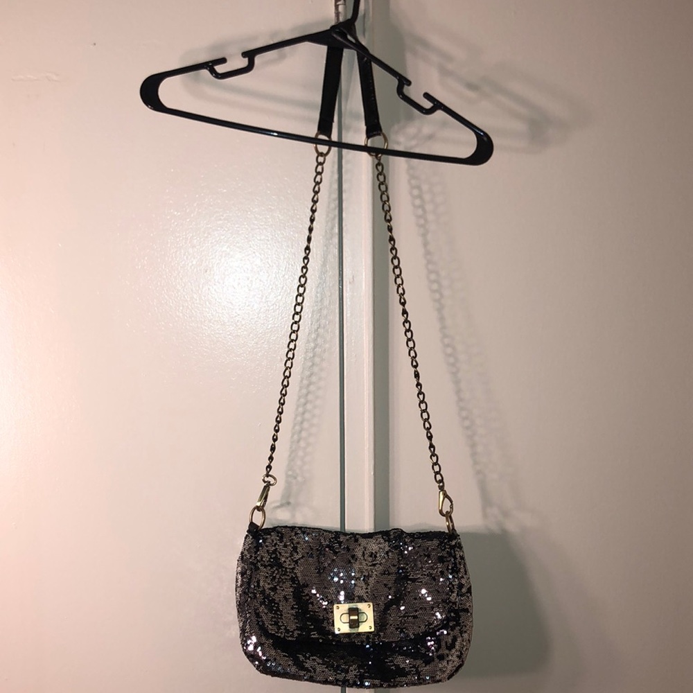 Silver Sequin Crossbody Bag